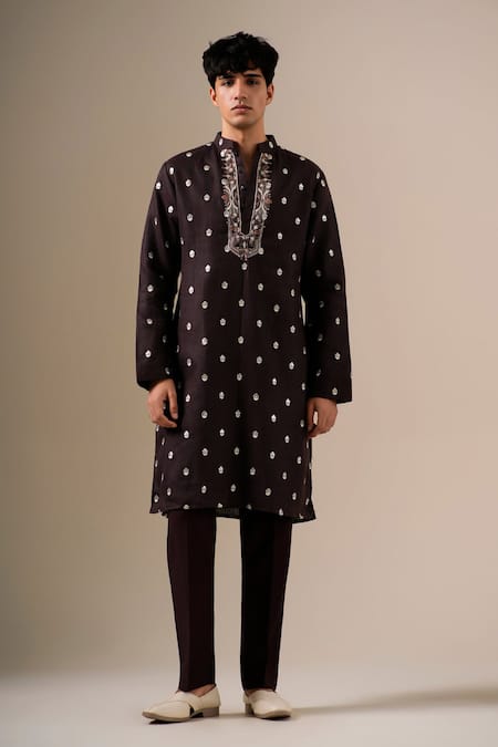 Darzi House Cacao Majesty Embroidered Kurta Set 