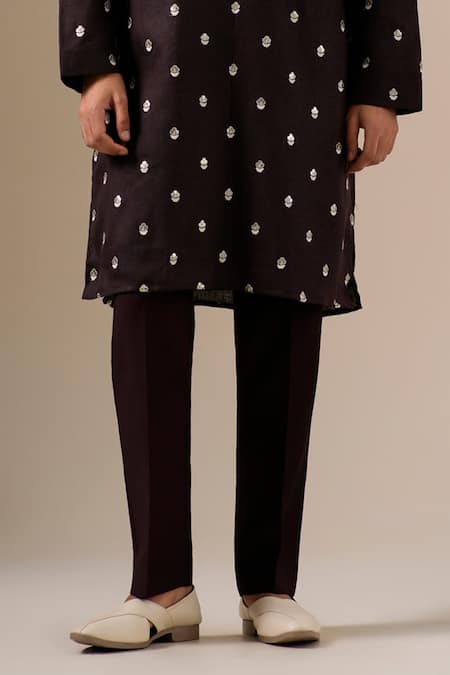 Shop Darzi House Chocolate Cotton, Linen Embroidery Cacao Majesty Kurta Set Online at Aza Fashions Shop_Darzi House_Chocolate Cotton, Linen Embroidery Cacao Majesty Kurta Set _Online_at_Aza_Fashions