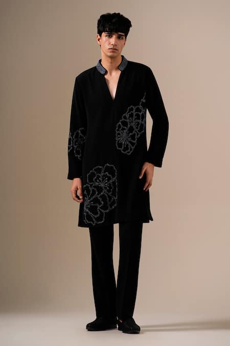 Buy Darzi House Black Crepe Beads, Stones, Embroidery Mirage Hand Embellished Kurta Set Online at Aza Fashions Buy_Darzi House_Black Crepe Beads, Stones, Embroidery Mirage Hand Embellished Kurta Set _Online_at_Aza_Fashions