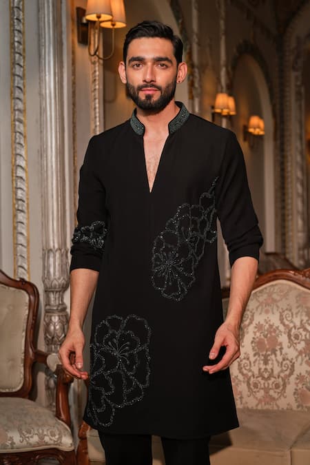 Buy Darzi House Black Crepe Beads, Stones, Embroidery Mirage Hand Embellished Kurta Set Buy_Darzi House_Black Crepe Beads, Stones, Embroidery Mirage Hand Embellished Kurta Set