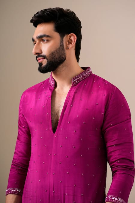 Shop Darzi House Pink Silk Sequins, Beads, Crystals, Embroidery Ornate Kurta Set Online at Aza Fashions Shop_Darzi House_Pink Silk Sequins, Beads, Crystals, Embroidery Ornate Kurta Set _Online_at_Aza_Fashions