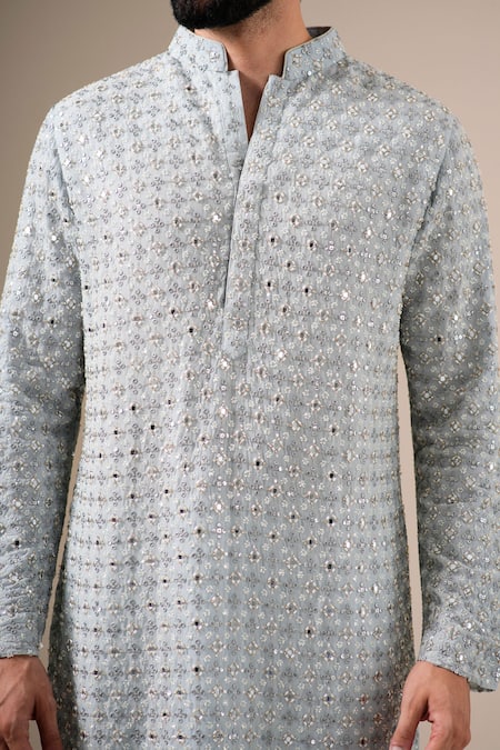 Buy Darzi House Blue Georgette Mirrors, Beads, Embroidery Starlit Mirage Kurta Set Buy_Darzi House_Blue Georgette Mirrors, Beads, Embroidery Starlit Mirage Kurta Set