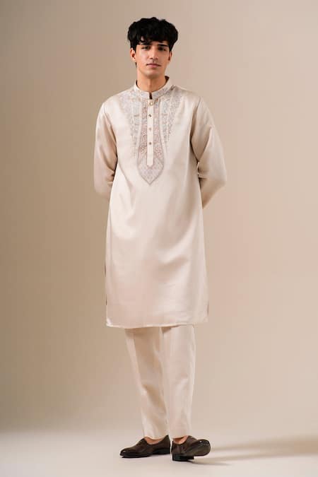 Darzi House Beige Bloomwork Kurta Set 