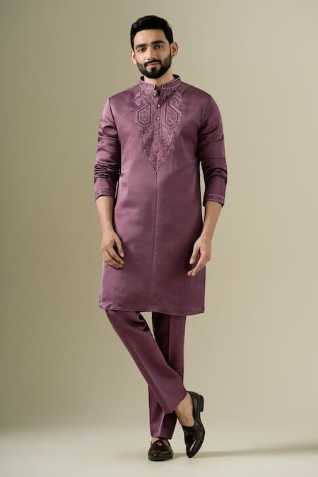 Darzi House Plum Harmony Embroidered Kurta Set 