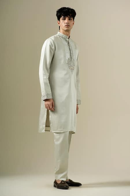 Darzi House Sage Jardin Placket Embroidered Kurta Set 