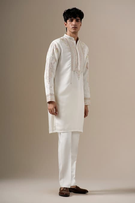 Buy Darzi House Ivory Silk Embroidery, Beads Celestial Hand Kurta Set Online at Aza Fashions Buy_Darzi House_Ivory Silk Embroidery, Beads Celestial Hand Kurta Set _Online_at_Aza_Fashions