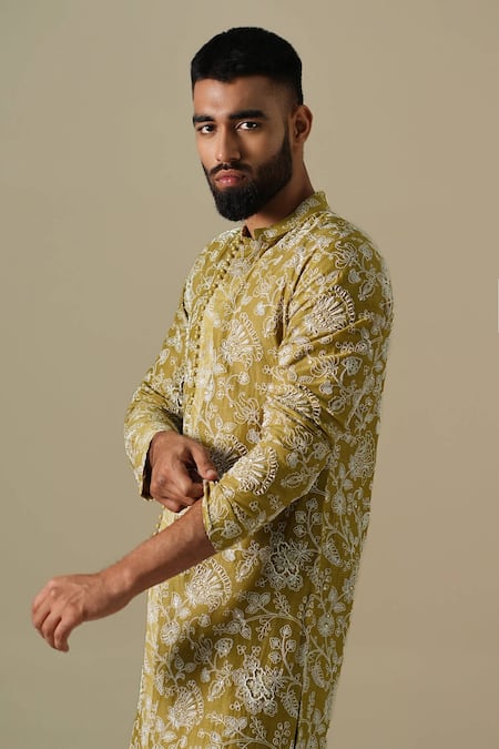 Shop Darzi House Green Georgette Embroidery, Beads Symphony Of Garden Kurta Set Online at Aza Fashions Shop_Darzi House_Green Georgette Embroidery, Beads Symphony Of Garden Kurta Set _Online_at_Aza_Fashions