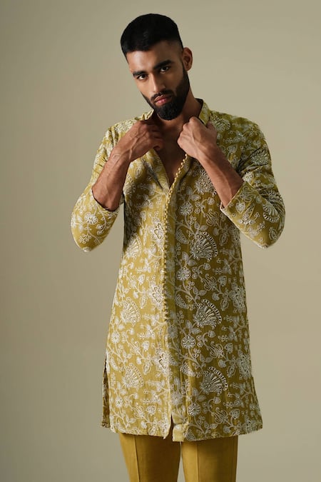 Darzi House Green Georgette Embroidery, Beads Symphony Of Garden Kurta Set at Aza Fashions Darzi House_Green Georgette Embroidery, Beads Symphony Of Garden Kurta Set _at_Aza_Fashions