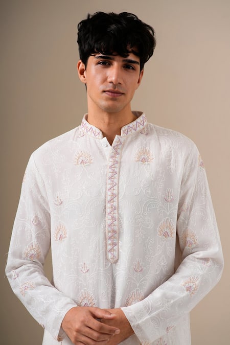 Darzi House Off White Georgette Embroidery, Beads Serenade Kurta Set at Aza Fashions Darzi House_Off White Georgette Embroidery, Beads Serenade Kurta Set _at_Aza_Fashions