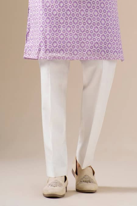 Buy Darzi House Lavender Cotton, Jacquard Embroidery, Beads, Zari Petals And Printed Kurta Set Online at Aza Fashions Buy_Darzi House_Lavender Cotton, Jacquard Embroidery, Beads, Zari Petals And Printed Kurta Set _Online_at_Aza_Fashions