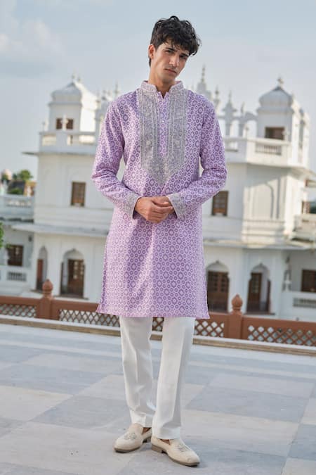 Darzi House Zari Petals & Printed Kurta Set