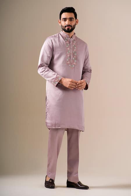 Buy Darzi House Purple Silk Embroidery, Beads Dusky Rose Jardin Kurta Set Online at Aza Fashions Buy_Darzi House_Purple Silk Embroidery, Beads Dusky Rose Jardin Kurta Set _Online_at_Aza_Fashions