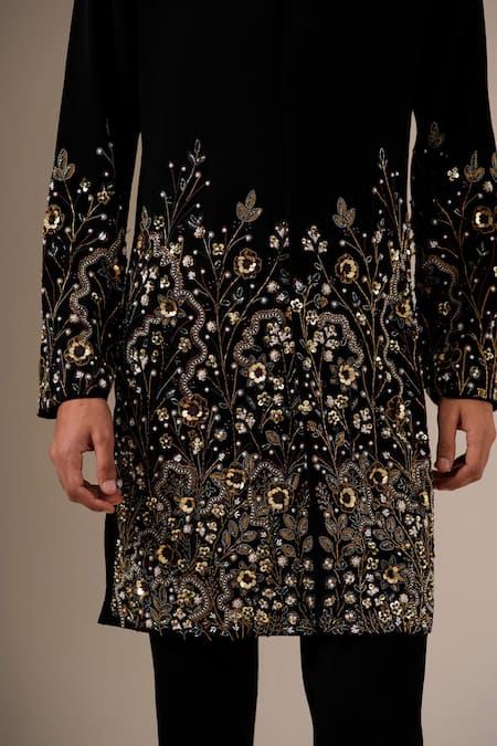 Buy Darzi House Black Crepe Sequins, Beads, Crystals Midnight Radiance Embroidered Kurta Set Online at Aza Fashions Buy_Darzi House_Black Crepe Sequins, Beads, Crystals Midnight Radiance Embroidered Kurta Set _Online_at_Aza_Fashions