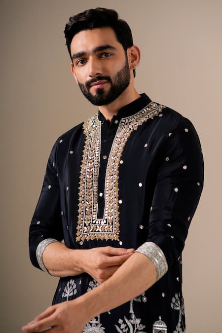 Buy Darzi House Black Chinon Gota Patti, Sequins, Applique Darbar Grandeur Embellished Kurta Set Online at Aza Fashions Buy_Darzi House_Black Chinon Gota Patti, Sequins, Applique Darbar Grandeur Embellished Kurta Set _Online_at_Aza_Fashions
