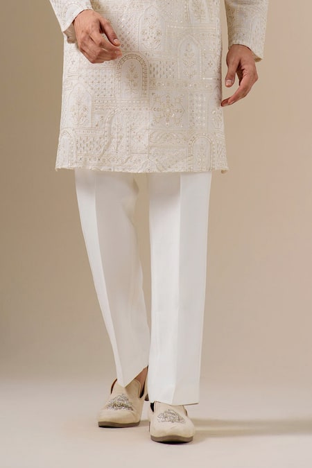 Darzi House White Georgette Embroidery, Sequins Mughal Kurta Set Online at Aza Fashions Darzi House_White Georgette Embroidery, Sequins Mughal Kurta Set _Online_at_Aza_Fashions