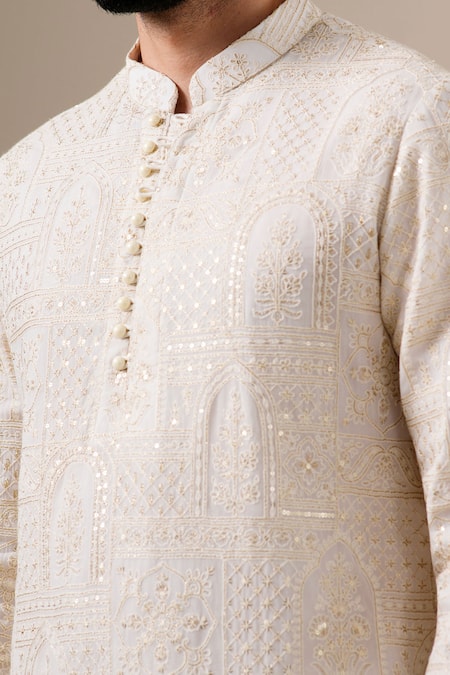 Buy Darzi House White Georgette Embroidery, Sequins Mughal Kurta Set Online at Aza Fashions Buy_Darzi House_White Georgette Embroidery, Sequins Mughal Kurta Set _Online_at_Aza_Fashions