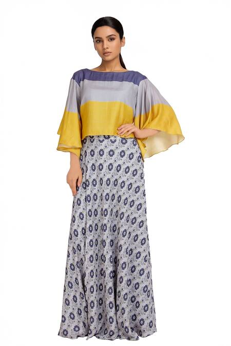 Soup By Sougat Paul Satin Printed Skirt Set 