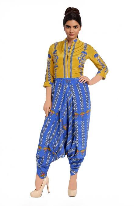 Soup By Sougat Paul Blue printed jumpsuit & jacket 