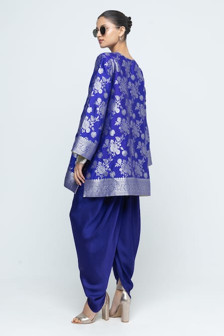 SOBARIKO Gul Floral Brocade Kurta With Dhoti Pant