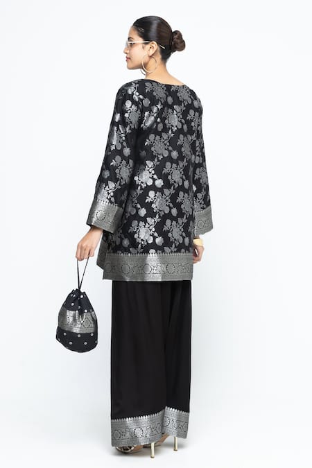 SOBARIKO Gul Floral Brocade Kurta With Farshi Salwar 