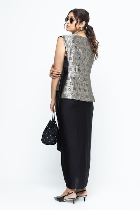 SOBARIKO Alia Brocade Gilet With Asymmetric Dress 