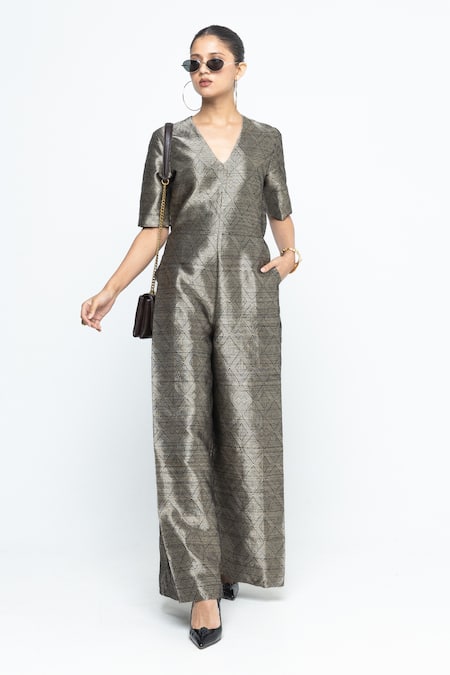SOBARIKO Sera Black Metallic Jumpsuit
