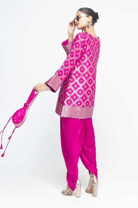 SOBARIKO Heer Brocade Jaal Kurta With Dhoti Pant