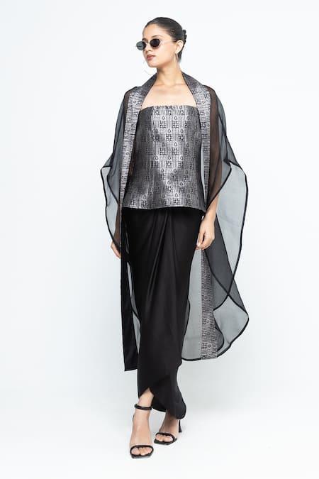 SOBARIKO Dela Cape Draped Skirt Set