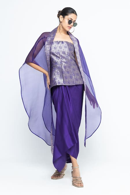 SOBARIKO Dela Cape Draped Skirt Set