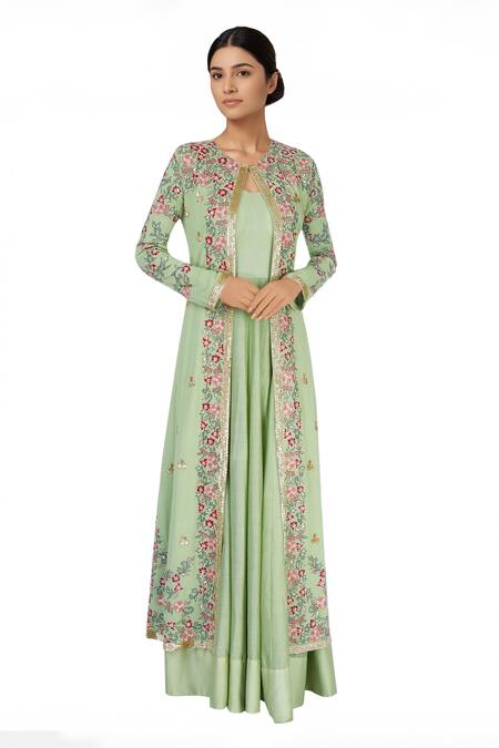 Neha Khullar Green Pastel Anarkali And Jacket