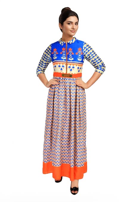 Soup By Sougat Paul Chanderi Silk Printed Maxi Dress 