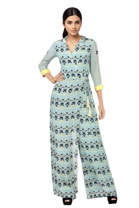 Soup By Sougat Paul Crepe Printed Wrap Jumpsuit 
