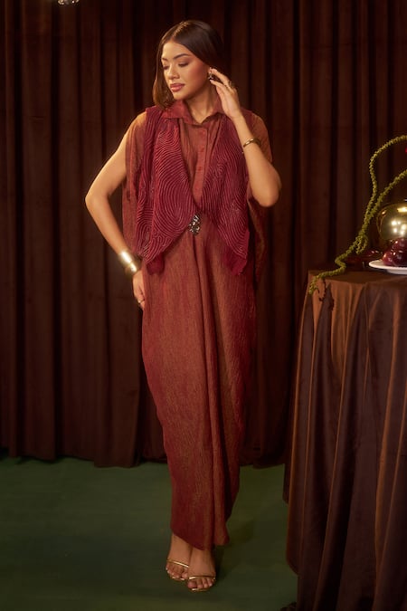 Coeur Aurea Wrinkled Kaftan With Structured Jacket