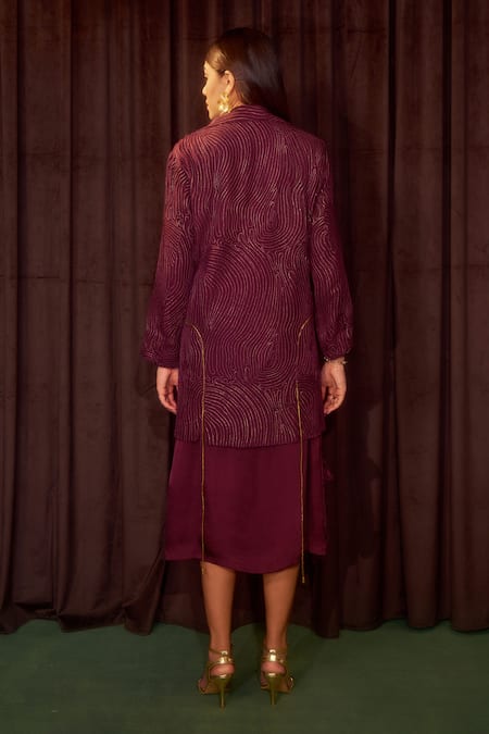 Coeur Gleia Wine Corded Jacket & Dress Set 