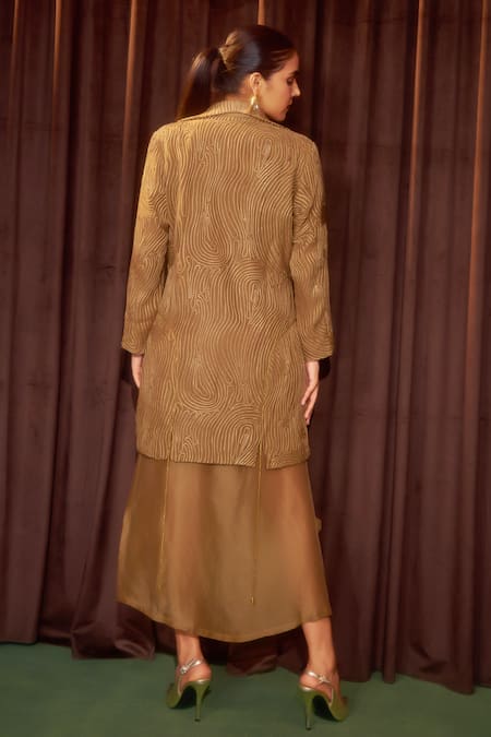 Coeur Gleia Gold Corded Jacket & Dress Set 