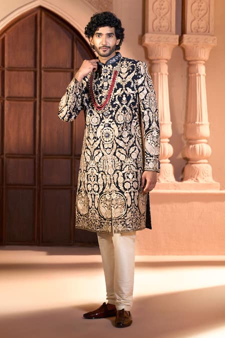 Buy Arihant Rai Sinha Black Dupion Embroidery Floral Sherwani Set Buy_Arihant Rai Sinha_Black Dupion Embroidery Floral Sherwani Set