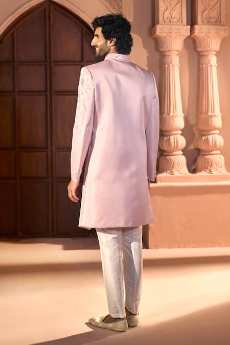 Arihant Rai Sinha Leaf Vine Embroidered Layered Sherwani Set
