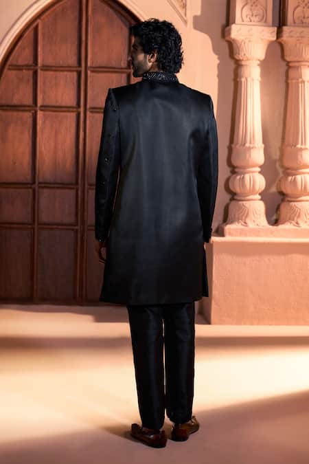 Arihant Rai Sinha Embroidered Black Sherwani Set