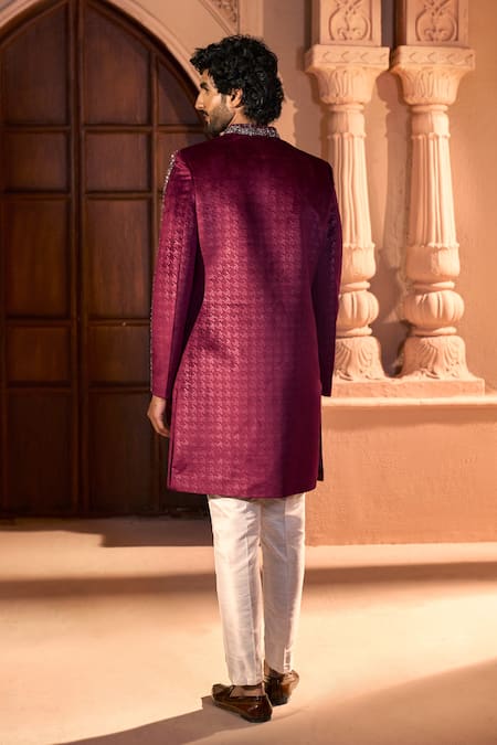 Arihant Rai Sinha Embroidered Velvet Sherwani & Pant Set 