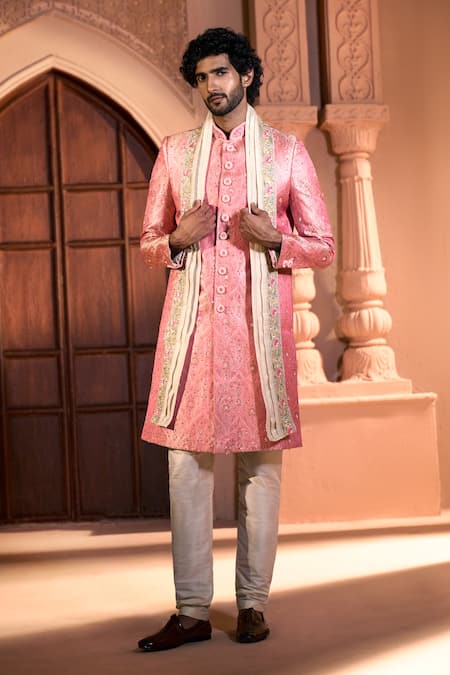 Arihant Rai Sinha Pure Banarasi Jacquard Sherwani Set 