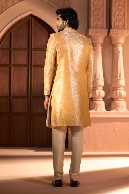 Arihant Rai Sinha Paisley Pattern Banarasi Jacquard Sherwani Set 