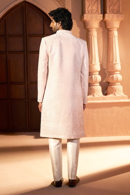 Arihant Rai Sinha Tonal Embroidered Pastel Sherwani Set 
