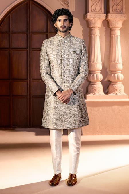 Arihant Rai Sinha Paisley Work Embroidered Sherwani Set 