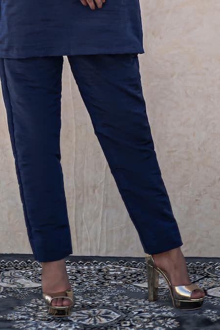 Wazir C Blue Silk Mandarin Collar Kashmiri Golden Tilla Embroidered Cape Set Online at Aza Fashions Wazir C_Blue Silk Mandarin Collar Kashmiri Golden Tilla Embroidered Cape Set _Online_at_Aza_Fashions