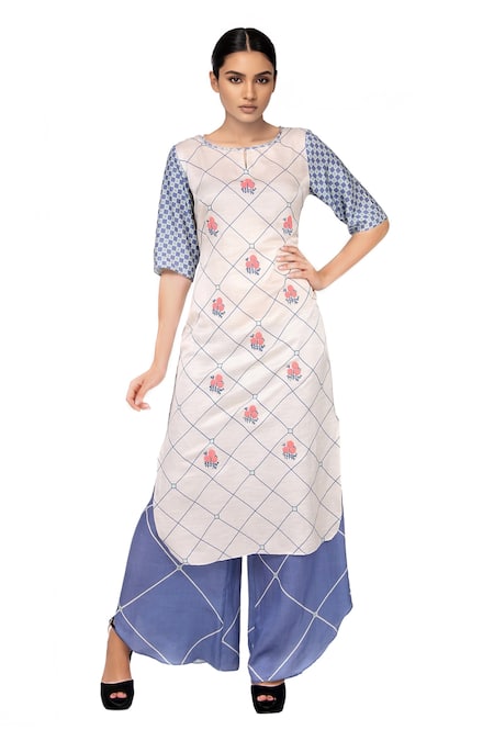 Soup By Sougat Paul Off-white printed kurta & palazzos 