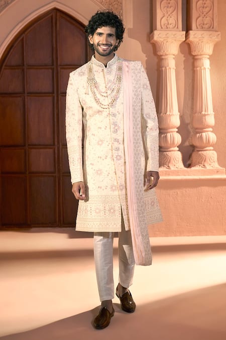 Arihant Rai Sinha Sequin Floral Embroidered Sherwani Set