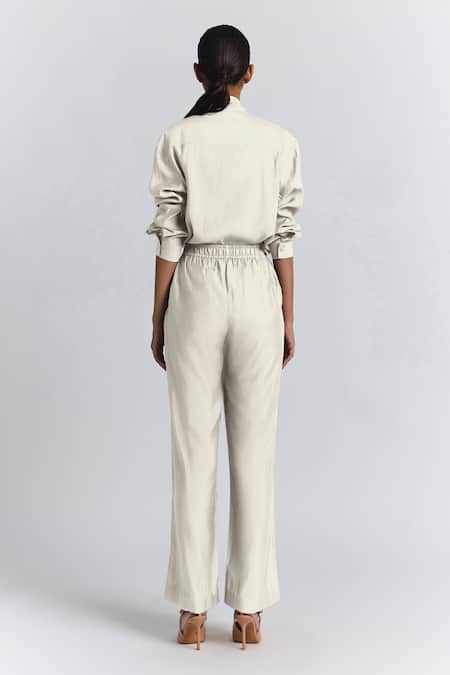 Line Out Line Chanderi Bow Shirt & Pant Set 