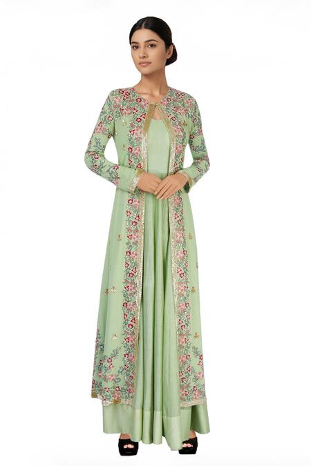 Neha Khullar Green Pastel Anarkali And Jacket