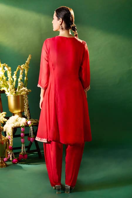 Samyukta Singhania Organza Silk Embroidered Anarkali Set 