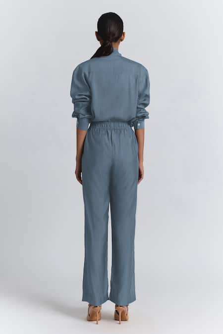 Line Out Line Chanderi Tie-Up Shirt & Pant Set 